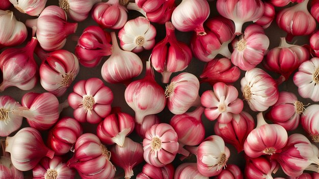 background from different colorful garlic