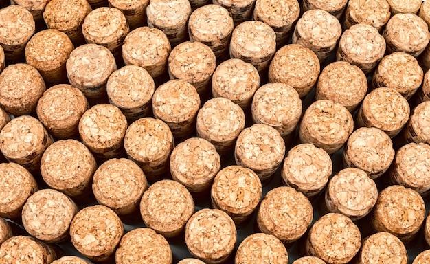 Photo background from textured wine corks top view place for text