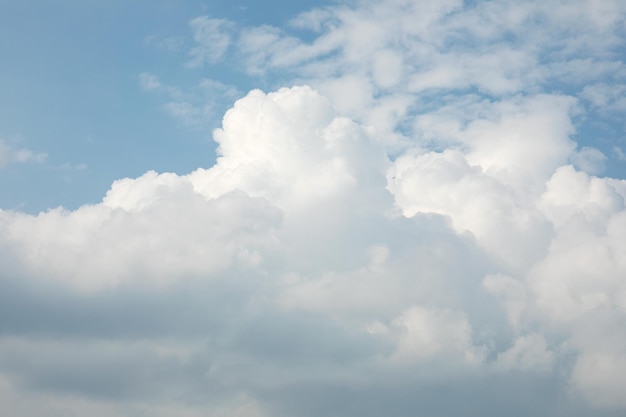 Background from white and fluffy clouds in the blue sky