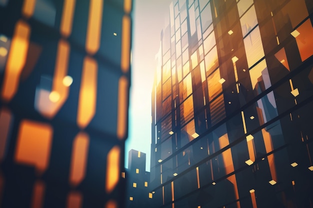 Background of futuristic urban and business architecture Real estate concept with bokeh motion blur