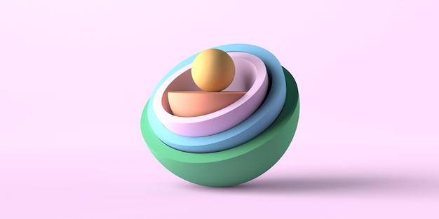 Background of geometric figures in balance in pastel colors Copy space 3D illustration