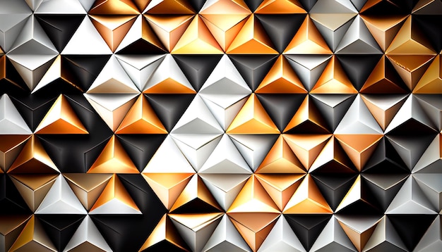 Background of gold and white 3d triangles Generative AI Generative AI