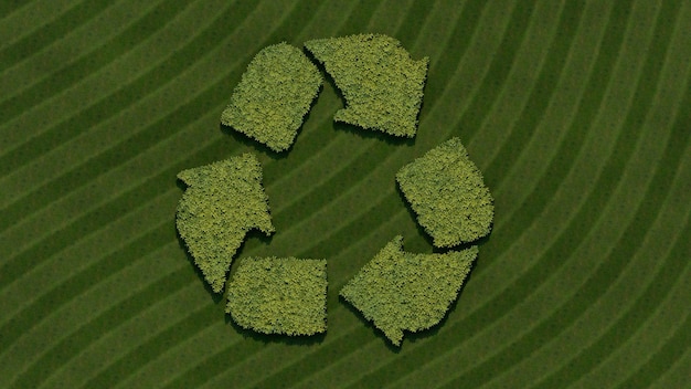 Background Green recycling icon design element center layout 3D rendering