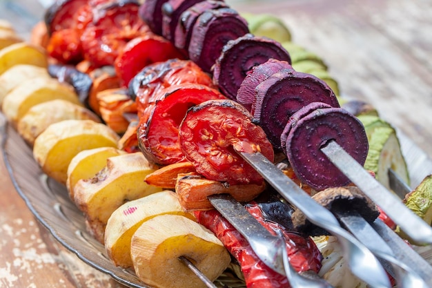 Background of grilled vegetables close up The concept of a healthy lifestyle