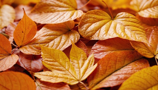 Background group autumn orange leaves