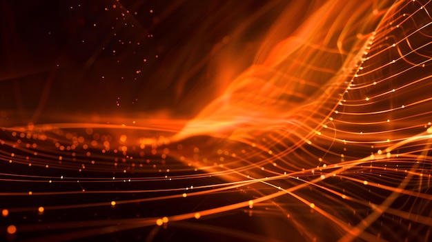 Photo background has dynamic abstract orange light streaks waves ideal for futuristic modern energetic