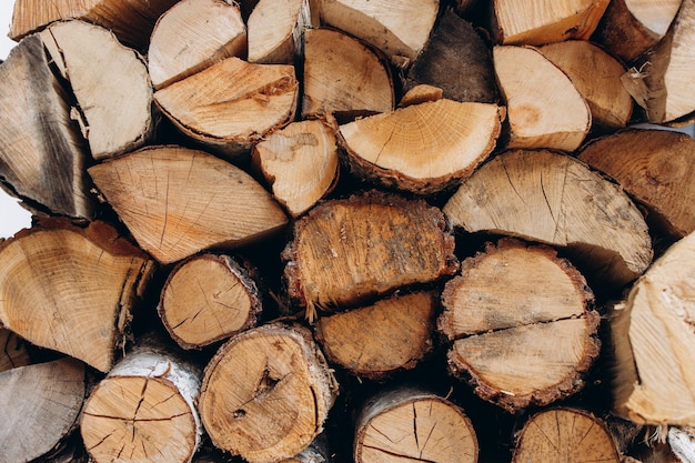 Background of Heap firewood stack natural wood