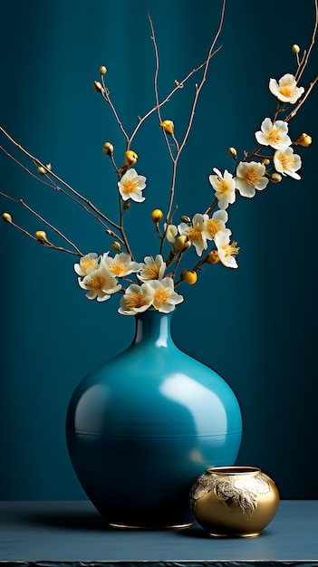 Background illustration blue vase floral