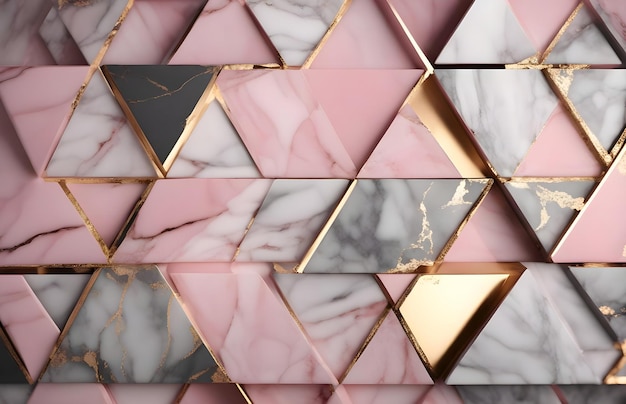 Background illustration design geometric marble pink and white Golden