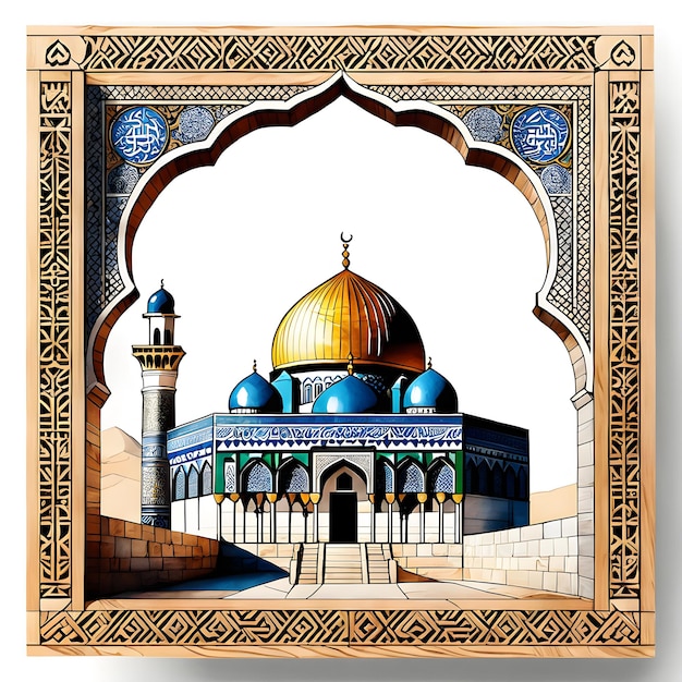 Background illustration frame mosque alaqsa