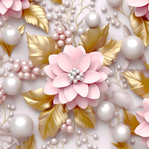 Background illustration jewelry flower Golden white and Pink