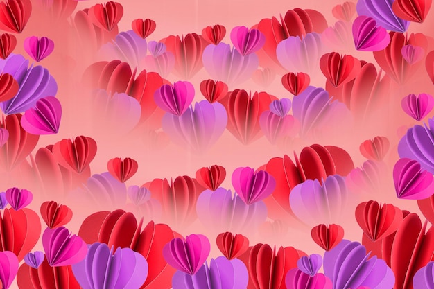 background illustration of lined colored hearts