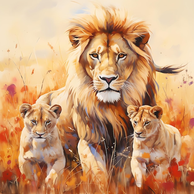 Background illustration of lion artwork safari