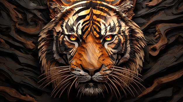 Background illustration Tiger Wooden