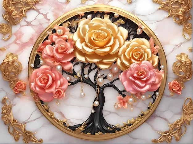 Background illustration tree flower colorful marble