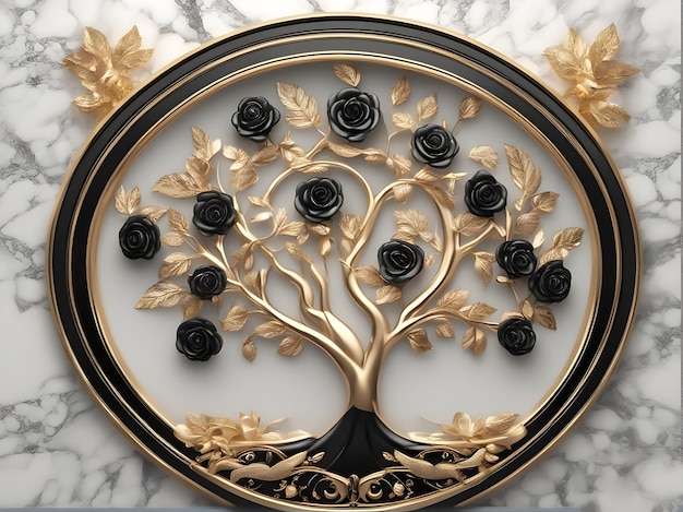 Background illustration tree flower golden black