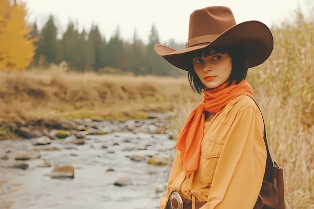 Photo background image of a cowboy woman western illustration style western