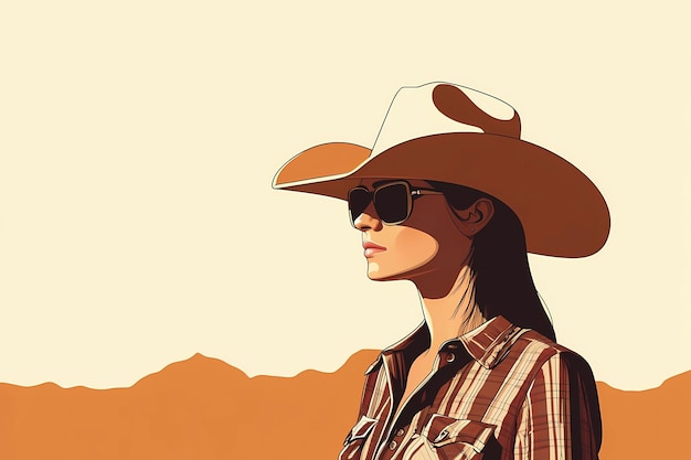 background image of a cowboy woman western illustration style western