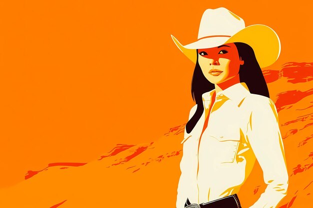 background image of a cowboy woman western illustration style western