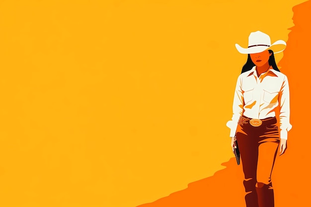 background image of a cowboy woman western illustration style western