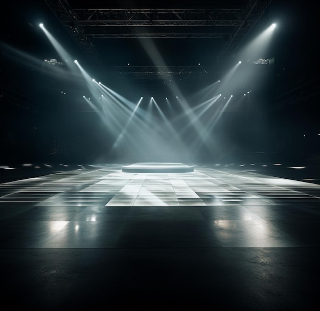 background image of dark stage with lights for composition