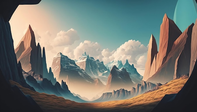 Background image of hills mountains and cliffsGenerative AI