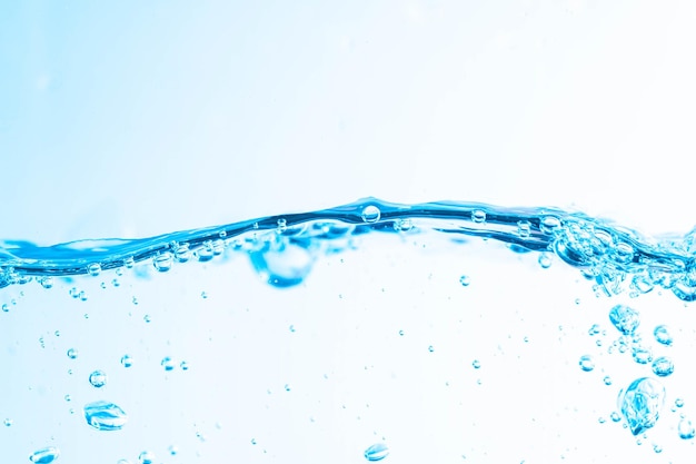 Background image of moving water in wavesbubbles on white background