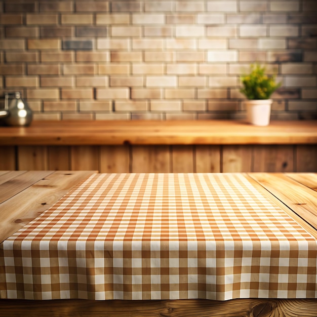 A background image of a warmly lit kitchen with a polished wooden table