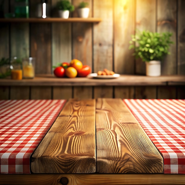 A background image of a warmly lit kitchen wooden table