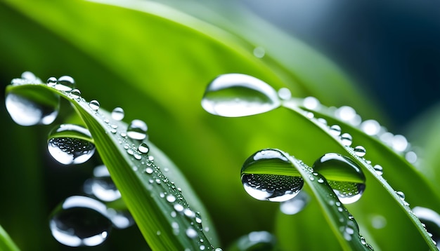 Background image of water drops and plants grass in the rain pure nature background for design