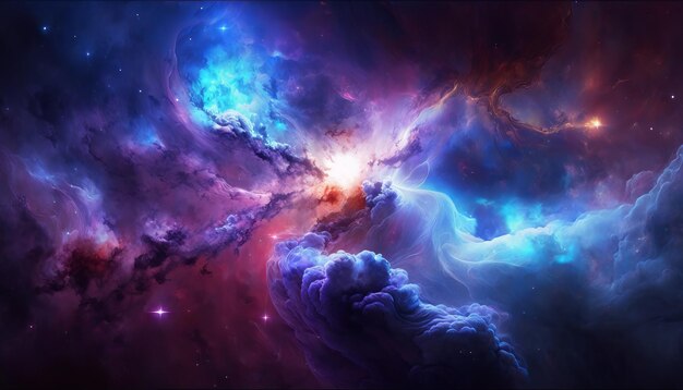 Background image with a mix of blue and purple colors resembling a galaxy or space theme Generative ai