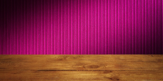 The background is blank wooden boards and a textured striped wall with gradient lighting and vignetting