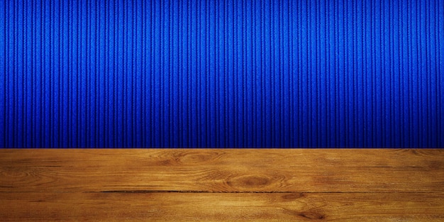 The background is blank wooden boards and a textured striped wall with gradient lighting