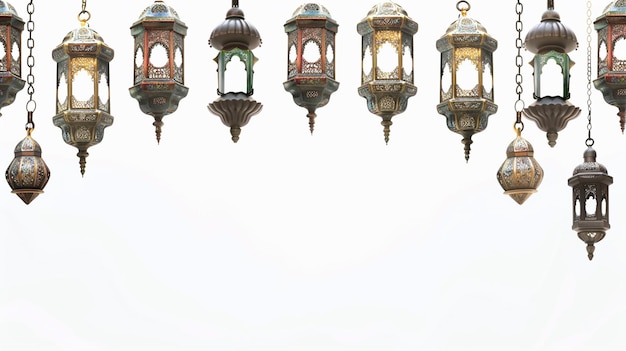 background Islamic lanterns at the edge of the background