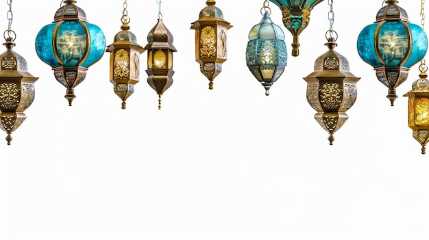 background Islamic lanterns at the edge of the background