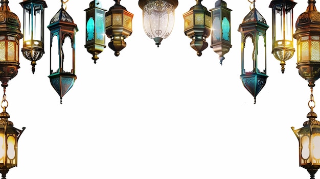 background Islamic lanterns at the edge of the background