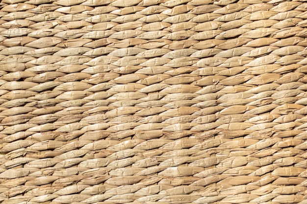 Background of light yellow mat woven from reeds