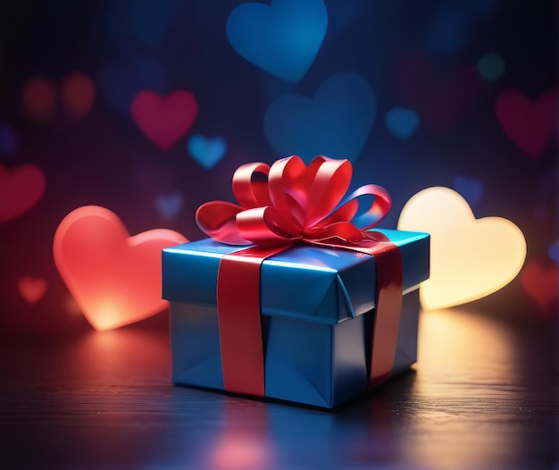 Background Love and Gifts in Bokeh Lights