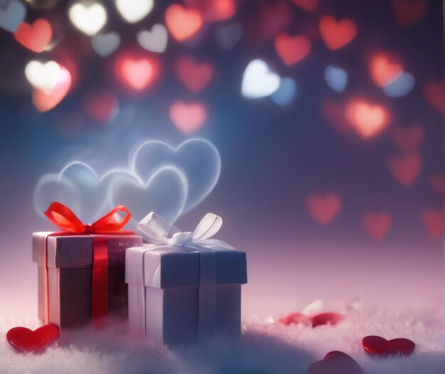 Background Love and Gifts in Bokeh Lights