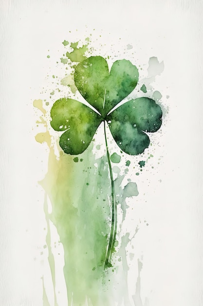 background Lucky Green Four-Leaf Clover Isolated, St. Patrick's Day background, empty text space