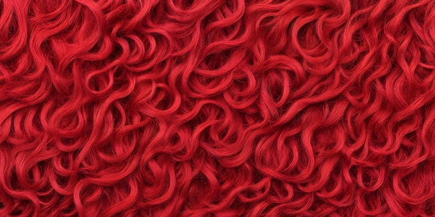 Background made of curls of red hair Illustration of bright threads Generative AI