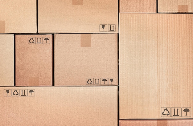 Background of many empty cardboard boxes