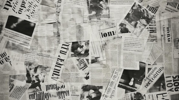 Background of many newspapers Black and white photo