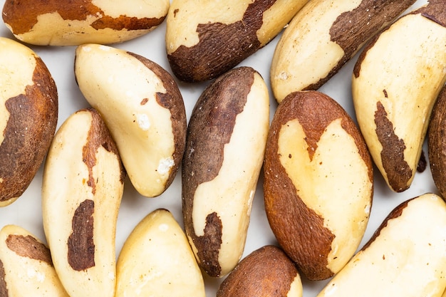 Background many raw brazil nuts