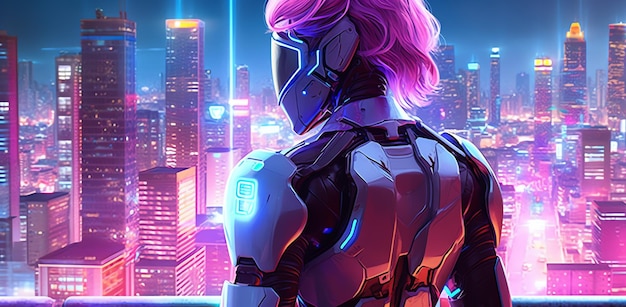 background modern scifi cyberpunk robotic wallpaper illustration design