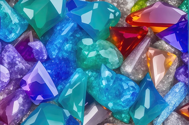 Background of multicolored colorfull shiny glass precious or semiprecious stones