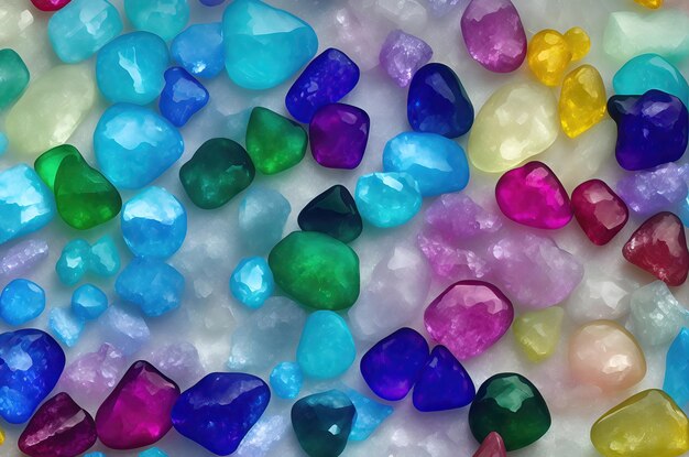 Background of multicolored colorfull shiny glass precious or semiprecious stones