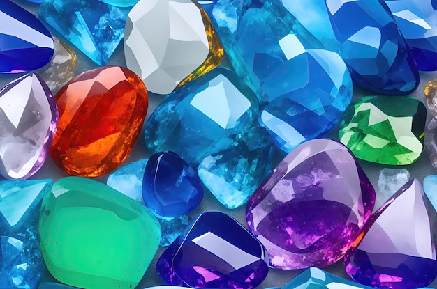 Background of multicolored colorfull shiny glass precious or semiprecious stones