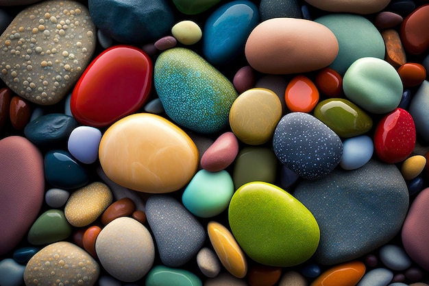 Background of multicolored pebbles Generative AI