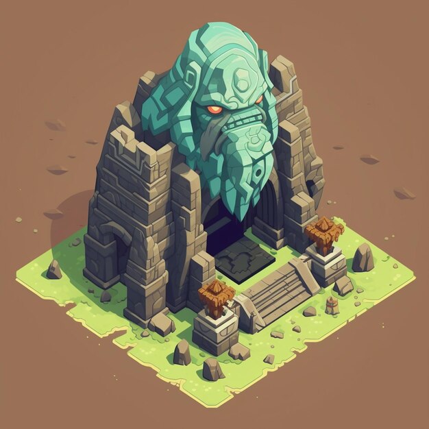 Photo background nature low poly design 3d art isometric illustration fantasy architecture